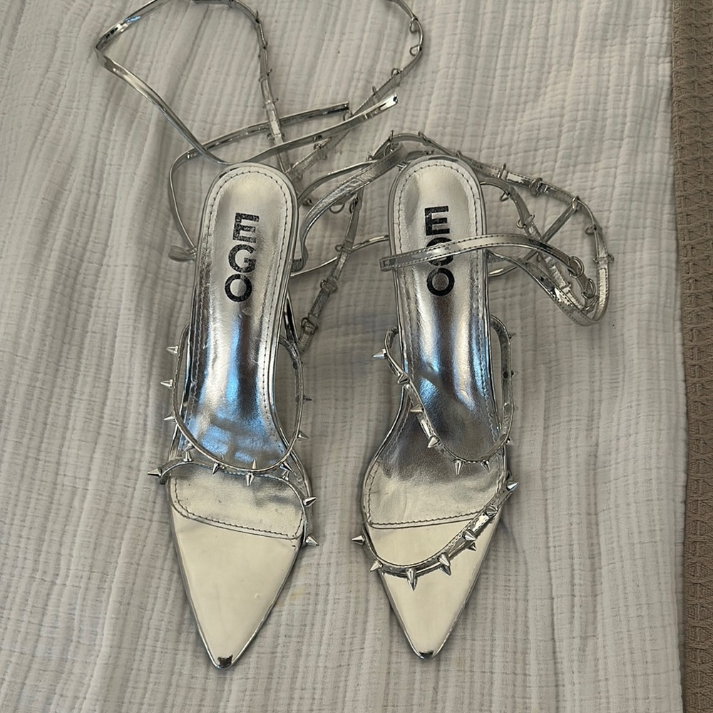 EGO Silver Studded Women's Heels